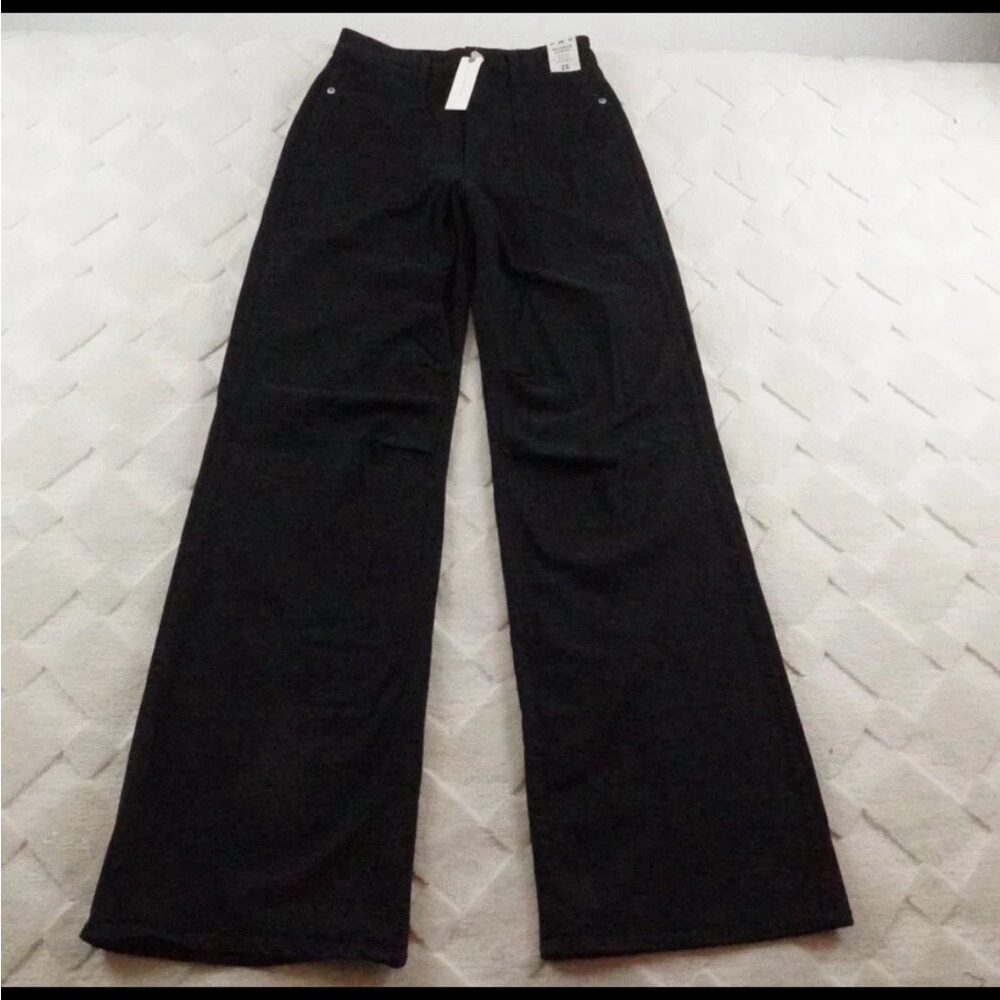 AMO Severine Cargo Wide Leg Pants Womens 25 Black High Rise Full Length